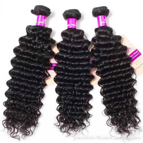 10a virgin unprocessed peruvian  deep wave hair bundles  hair extension cuticle aligned hair vendors